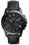  Shop Authentic Fossil Grant Chronograph Black Dial Black Leather Strap Watch for Men - FS5132 - Luxxuri