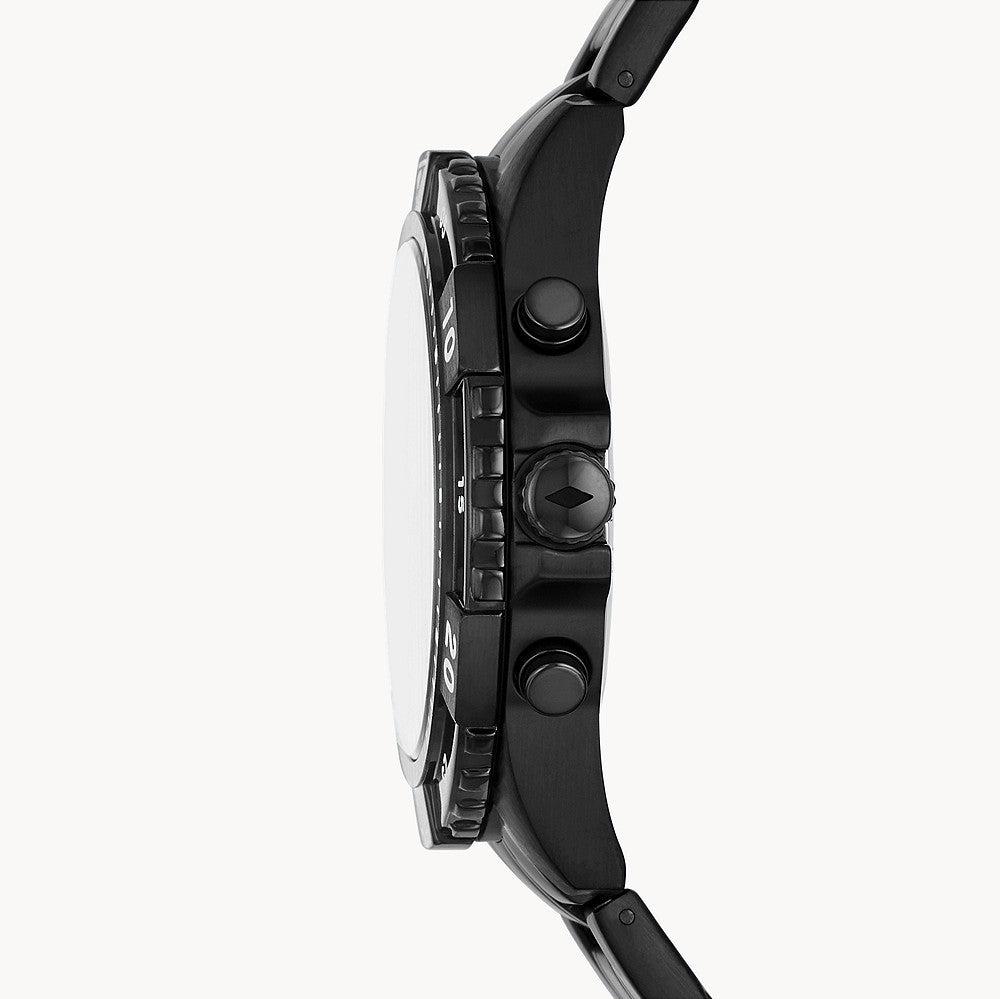 Fossil Garrett Chronograph Black Dial Black Steel Strap Watch for Men - FS5773