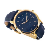  Shop Authentic Fossil The Minimalist 3H Analog Blue Dial Blue Leather Strap Watch for Men - FS5789 - Luxxuri