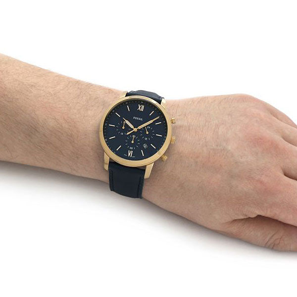  Shop Authentic Fossil Neutra Chronograph Blue Dial Blue Leather Strap Watch for Men - FS5790 - Luxxuri