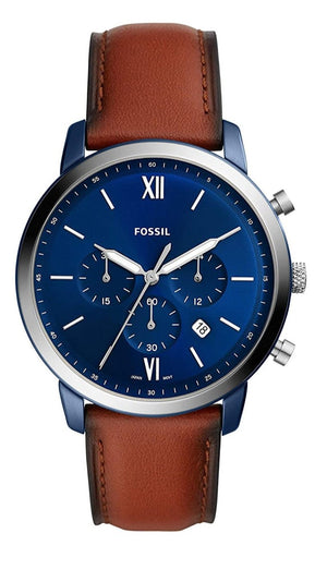  Shop Authentic Fossil Neutra Chronograph Blue Dial Brown Leather Strap Watch for Men - FS5791 - Luxxuri