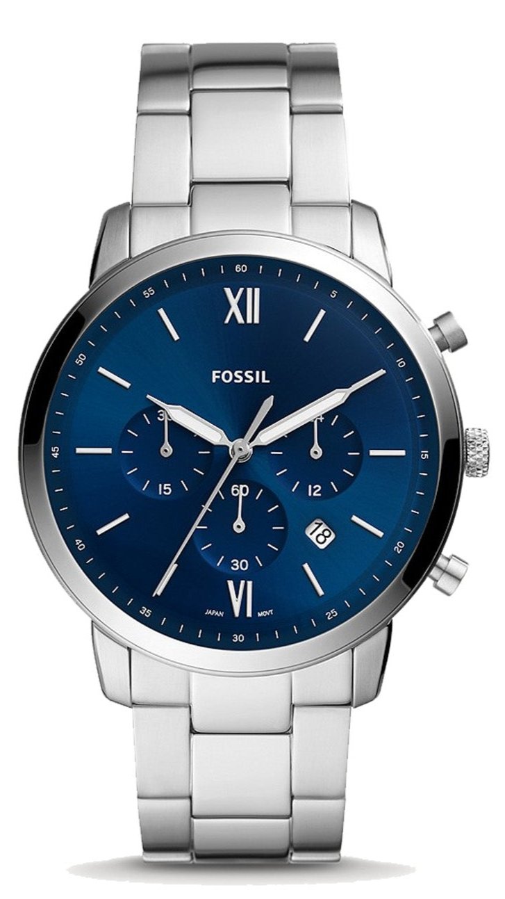  Shop Authentic Fossil Neutra Chronograph Blue Dial Silver Steel Strap Watch for Men - FS5792 - Luxxuri