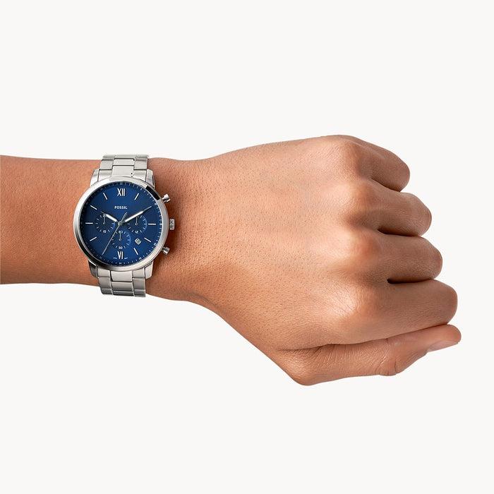  Shop Authentic Fossil Forrester Chronograph Blue Dial Silver Steel Strap Watch for Men - FS5605 - Luxxuri