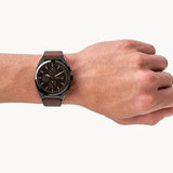  Shop Authentic Fossil Everett Chronograph Black Dial Brown Leather Strap Watch for Men - FS5798 - Luxxuri