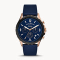  Shop Authentic Fossil Forrester Chronograph Blue Dial Blue Leather Strap Watch for Men - FS5814 - Luxxuri