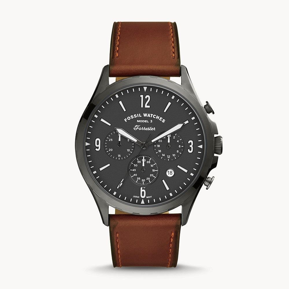  Shop Authentic Fossil Forrester Chronograph Grey Dial Brown Leather Strap Watch for Men - FS5815 - Luxxuri