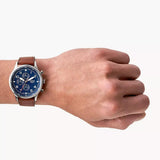  Shop Authentic Fossil Retro Pilot Chronograph Blue Dial Brown Leather Strap Watch for Men - FS5832 - Luxxuri