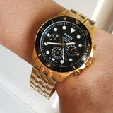  Shop Authentic Fossil FB-01 Chronograph Black Dial Gold Steel Strap Watch for Men - FS5836 - Luxxuri