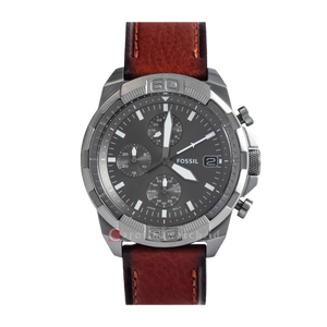 Shop Authentic Fossil Bronson Chronograph Grey Dial Brown Leather Strap Watch for Men - FS5855 - Luxxuri