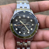  Shop Authentic Fossil FB-01 Chronograph Black Dial Silver Steel Strap Watch for Men - FS5864 - Luxxuri