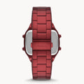 Fossil Retro Analog-Digital Black Dial Red Steel Strap Watch for Men - FS5897