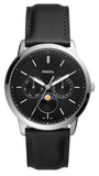  Shop Authentic Fossil Neutra Minimalist Moonphase Black Dial Black Leather Strap Watch for Men - FS5904 - Luxxuri