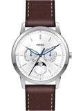  Shop Authentic Fossil Neutra Minimalist Moonphase Silver Dial Brown Leather Strap Watch for Men - FS5905 - Luxxuri