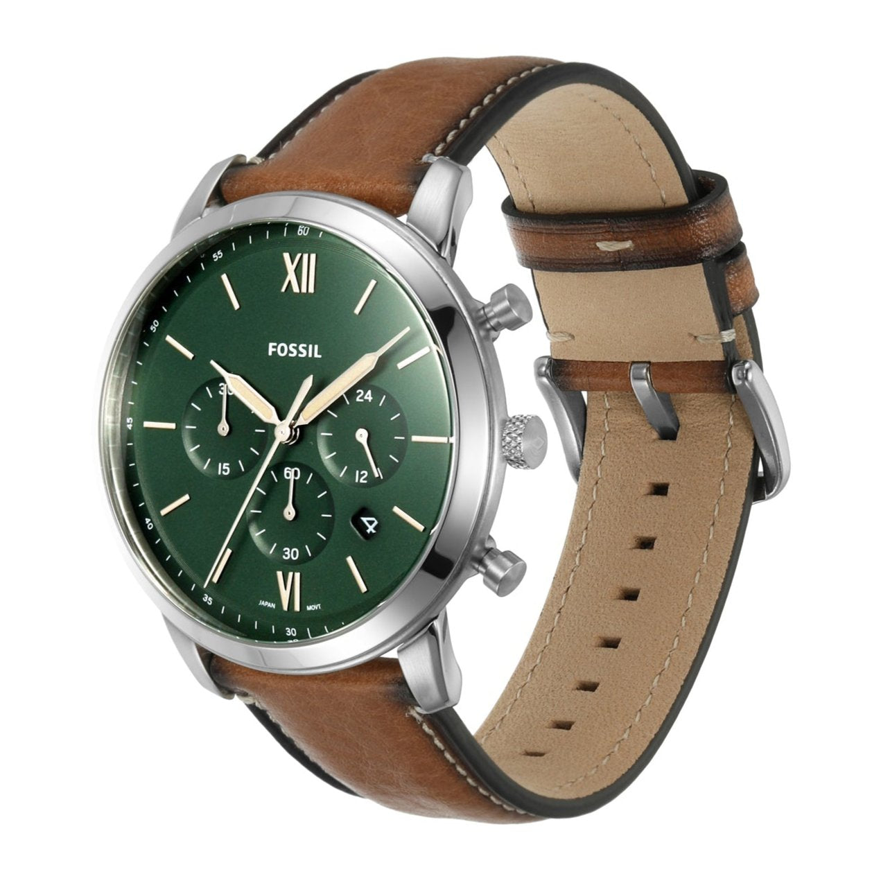  Shop Authentic Fossil Neutra Chronograph Green Dial Brown Leather Strap Watch for Men - FS5735 - Luxxuri
