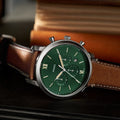  Shop Authentic Fossil Neutra Chronograph Green Dial Brown Leather Strap Watch for Men - FS5735 - Luxxuri