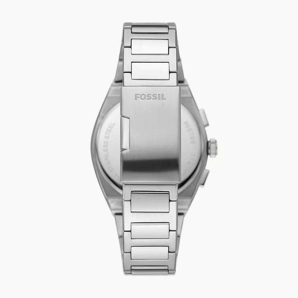 Fossil Everett Chronograph Green Dial Silver Steel Strap Watch for Men - FS5964