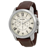  Shop Authentic Fossil Grant Chronograph White Dial Brown Leather Strap Watch for Men - FS4735 - Luxxuri