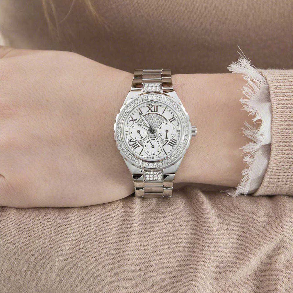  Shop Authentic Guess Viva Quartz Silver Dial Silver Steel Strap Watch For Women - W0111l1 - Luxxuri