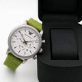  Shop Authentic Emporio Armani Chronograph White Dial Green Rubber Strap Watch For Men - AR11022 - Luxxuri