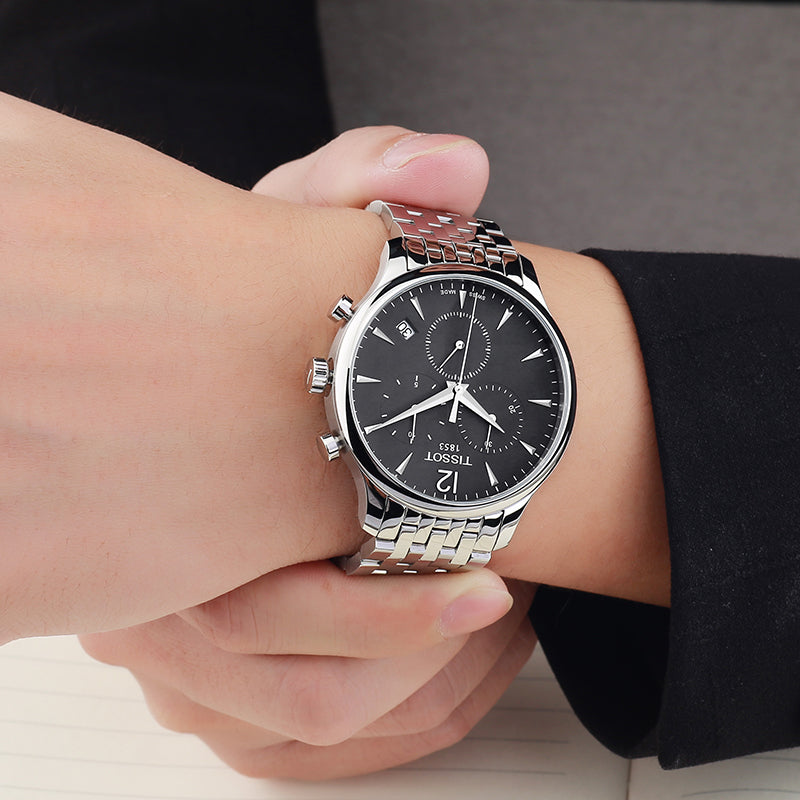  Shop Authentic Tissot T Classic Tradition Chronograph Black Dial Silver Steel Strap Watch For Men - T063.617.11.057.00 - Luxxuri