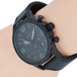  Shop Authentic Fossil Nate Chronograph Black Dial Black Leather Strap Watch for Men - JR1354 - Luxxuri