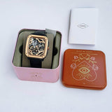  Shop Authentic Fossil Inscription Automatic Skeleton Rose Gold Dial Black Leather Strap Watch for Men - BQ2572 - Luxxuri
