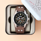  Shop Authentic Fossil Coachman Chronograph Black Dial Brown Leather Strap Watch for Men - CH2891 - Luxxuri