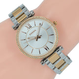  Shop Authentic Fossil Carlie Silver Dial Two Tone Steel Strap Watch for Women - ES4342 - Luxxuri