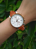  Shop Authentic Fossil Boyfriend Chronograph White Dial Brown Leather Strap Watch for Women - ES3837 - Luxxuri