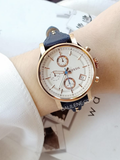  Shop Authentic Fossil Original Boyfriend Chronograph White Dial Navy Blue Leather Strap Watch for Women - ES3838 - Luxxuri