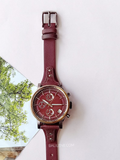  Shop Authentic Fossil Original Boyfriend Sport Chronograph Maroon Dial Maroon Leather Strap Watch for Women - ES4114 - Luxxuri