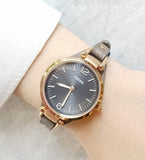  Shop Authentic Fossil Georgia Smoke Grey Dial Grey Leather Strap Watch for Women - ES3077 - Luxxuri