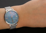  Shop Authentic Fossil Jacqueline Mother of Pearl Blue Dial Silver Mesh Strap Watch for Women - ES4322 - Luxxuri