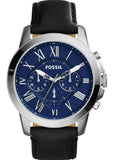  Shop Authentic Fossil Grant Chronograph Blue Dial Black Leather Strap Watch for Men - FS4990 - Luxxuri