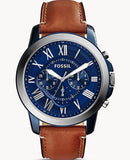  Shop Authentic Fossil Grant Chronograph Blue Dial Brown Leather Strap Watch for Men - FS5151 - Luxxuri