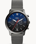  Shop Authentic Fossil Neutra Chronograph Blue Dial Silver Mesh Bracelet Watch for Men - FS5383 - Luxxuri