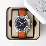  Shop Authentic Fossil Goodwin Chronograph Blue Dial Brown Leather Strap Watch for Men - FS5414 - Luxxuri