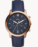  Shop Authentic Fossil Neutra Chronograph Blue Dial Blue Leather Strap Watch for Men - FS5454 - Luxxuri