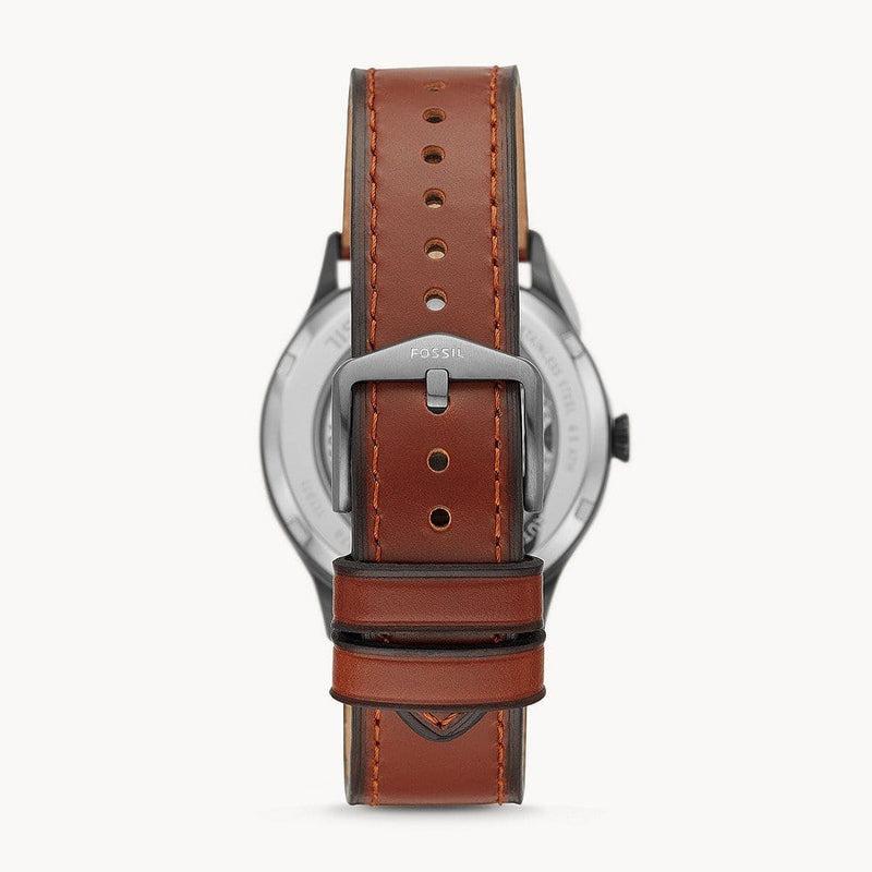  Shop Authentic Fossil Forrester Automatic Skeleton Grey Dial Brown Leather Strap Watch for Men - ME3178 - Luxxuri