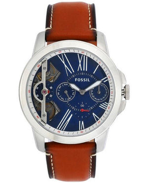  Shop Authentic Fossil Grant Twist Multifunction Blue Dial Brown Leather Strap Watch for Men - ME1161 - Luxxuri