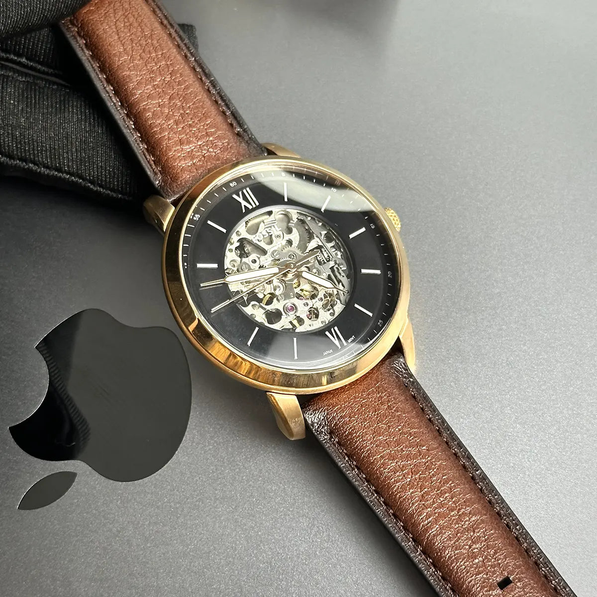  Shop Authentic Fossil Neutra Automatic Skeleton Black Dial Brown Leather Strap Watch for Men - ME3195 - Luxxuri