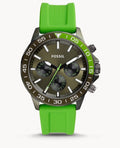  Shop Authentic Fossil Bannon Chronograph Grey Dial Green Silicone Strap Watch for Men - BQ2501 - Luxxuri