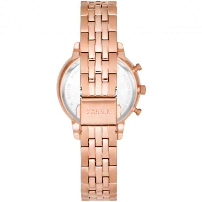 Fossil Neutra Chronograph Mother of Pearl Brown Dial Rose Gold Steel Strap Watch for Women - ES5218