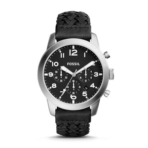  Shop Authentic Fossil Pilot 54 Chronograph Black Dial Black Leather Strap Watch for Men - FS5181 - Luxxuri