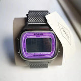  Shop Authentic Fossil Retro Digital Purple Dial Grey Mesh Strap Watch for Men - FS5888 - Luxxuri