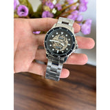  Shop Authentic Fossil FB-01 Automatic Skeleton Black Dial Silver Steel Strap Watch for Men - ME3190 - Luxxuri