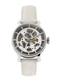  Shop Authentic Fossil Boyfriend Automatic Skeleton Silver Dial White Leather Strap Watch for Women - ME3069 - Luxxuri