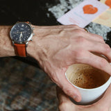  Shop Authentic Fossil Commuter Automatic Skeleton Blue Dial Brown Leather Strap Watch for Men - ME3159 - Luxxuri