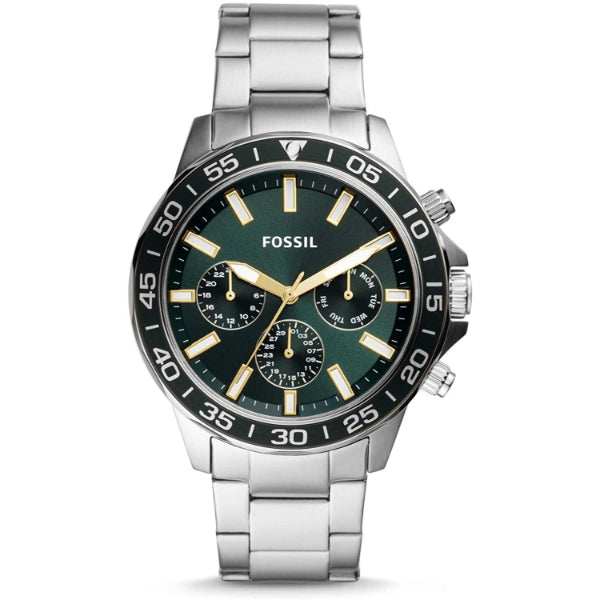  Shop Authentic Fossil Bannon Chronograph Green Dial Silver Steel Strap Watch for Men - BQ2492 - Luxxuri