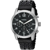  Shop Authentic Fossil Pilot 54 Chronograph Black Dial Black Leather Strap Watch for Men - FS5181 - Luxxuri